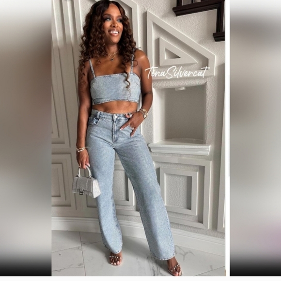 Zara Rhinestone Wide Leg Jeans - Picture 12 of 12